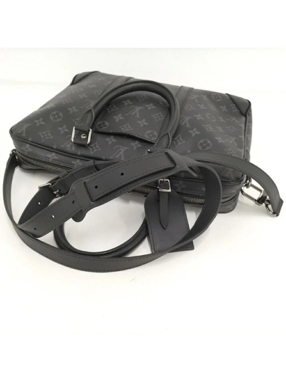 Louis Vuitton Porte Documents Voyage 2-Way Handbag Monogram Eclipse Black